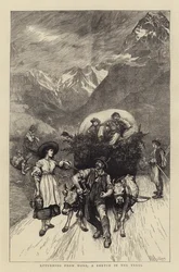 Returning from Work, a Sketch in the Tyrol