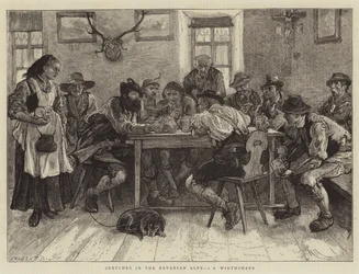 Sketches in the Bavarian Alps, I, a Wirthshaus