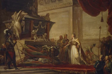 Catherine II laying the trophies of the Battle of Chesma on the tomb of Peter the Great
