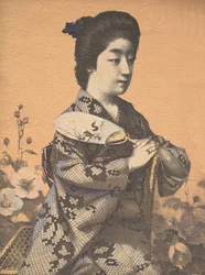 Girl Carrying a Round Paper Fan Uchiwa