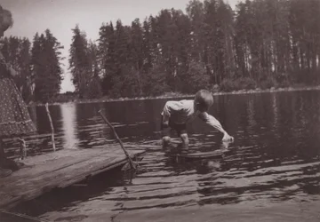 Children Floating a Toy Ship at Niemenlautta