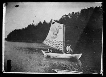White Boat with Monster Sail Painted by Hugo