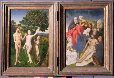 Diptych: The Fall of Man (Adam and Eve, Serpent and Apple) and Deposition of Christ (after 1479)