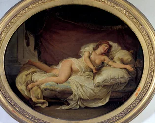 Woman Couchee Painting by Hugues Traval (1728-1785) 1779 Sun. 0.36 x 0.44 m Towers Museum of Fine Arts