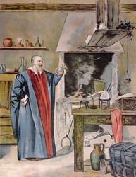 Emperor Rudolph II Habsburg in his alchemy workshop