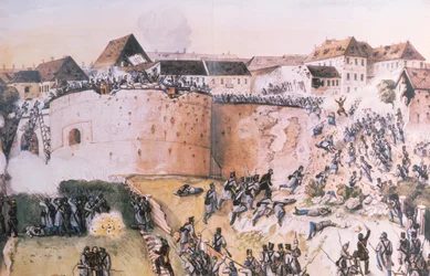 The Hungarian Revolution of 1848: Austrian troops assault the Buda Castle on 21st May 1849