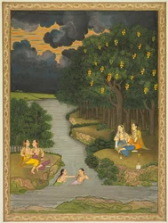 Women Enjoying the River at the Forest’s Edge