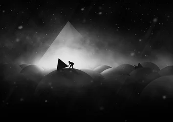 Man Pushing Light Pyramid