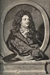 Portrait of Charles de La Fosse, French painter - engraving by Dumchange by H. Rigaud