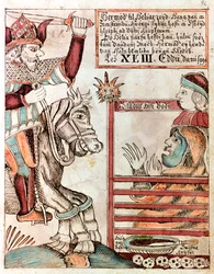 Hermod Astride Sleipnir at the Barred Gates of the Kingdom of Hel