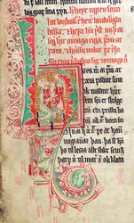 Historiated initial H, from Skarosbok (The Book of Skard), c.1350