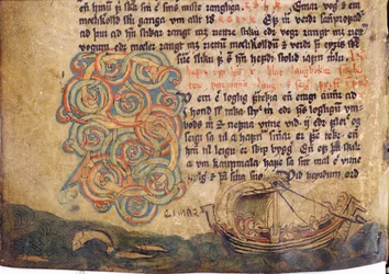 Historiated initial S, from a copy of the original 13th century Jonsbok law collection