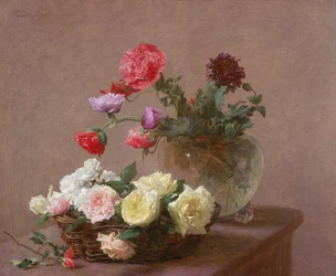 Poppies in a Crystal Vase, or Basket of Roses, 1890