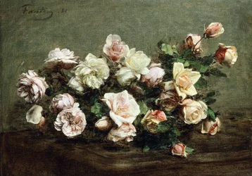 Vase of White Roses on a Table