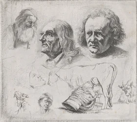 Study of Six Heads and a Milkmaid