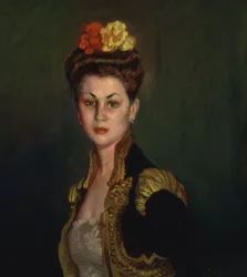 Portrait of a Lady with Bun and Bullfighter Jacket