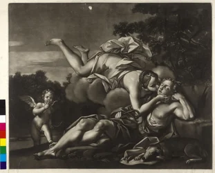 Selene and Endymion (mezzotint)