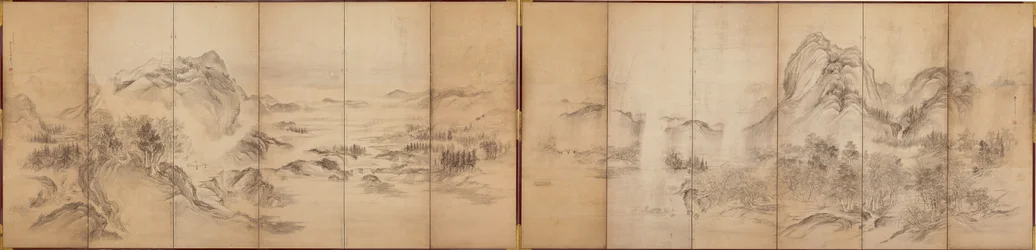 Mountain Views, reverse of a six-panel screen, Edo Period, 1856-58