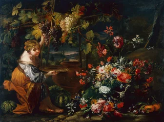 Young Girl Picking Grapes