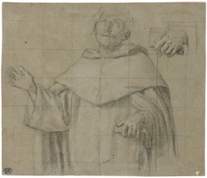 A Dominican Saint, Perhaps Saint Peter Martyr, Half-Length, Holding a Book
