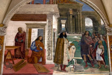 Life of St Benedict, Scene 3: Benedict Repairs a Broken Colander through Prayer