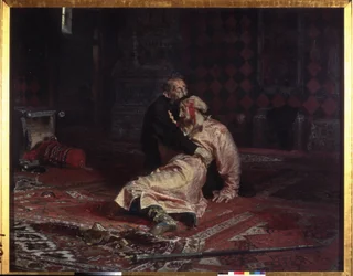 Ivan IV the Terrible (1530-1584) embraces his son Ivan Ivanovich (1554-1581), whom he has mortally wounded during an argument on Friday, 16 November 1581.
