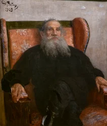 Leon Tolstoy in a Pink Armchair