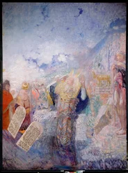 Moses and the Ten Commandments. Behind Him, the Golden Calf