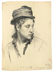 Woman with Hat, Head Turned to the Side