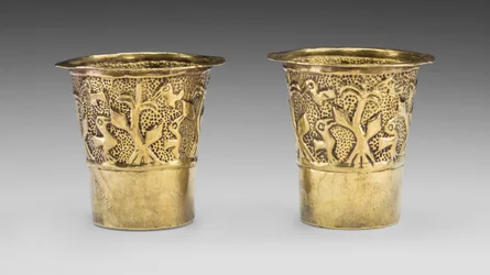 Pair of Beakers Depicting Birds in a Cornfield, A.D. 1100-1438