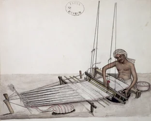 Weaver at a loom, Bombay, c.1873