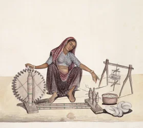 Woman reeling cotton, Bombay