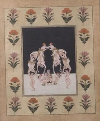 A Pair of Lovers Seated on a Swing Composed of Other Entwined Lovers