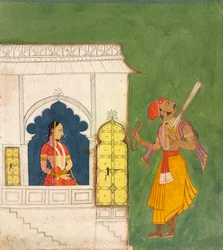 A woman gazing at a warrior