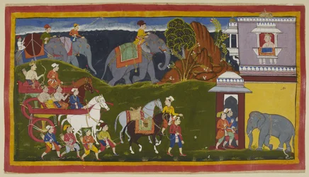Bharata, Shatrughna and Their Uncle Arrive at the Palace (detail)