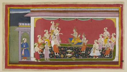 Add. 15296 (1) f.96r, Bharata and Shatrughna have performed their father