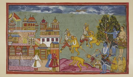 Outside the Palace, Sugriva and Bali Fighting