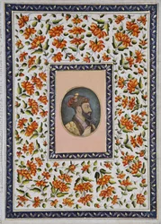 Aurangzeb Bahadur holding an iris