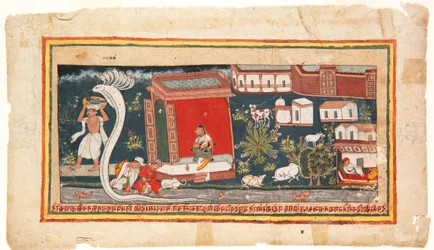 Baby Krishna is carried to safety