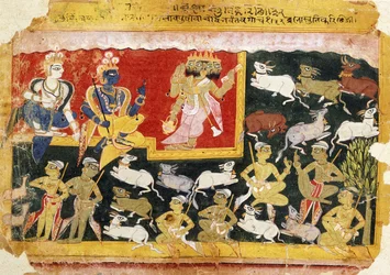 Brahma Offering Homage to Krishna as the Incarnation of Vishnu, c.1540-1575