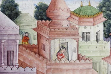(detail) Krishna Cleaves the Demon Narakasura with his Discus