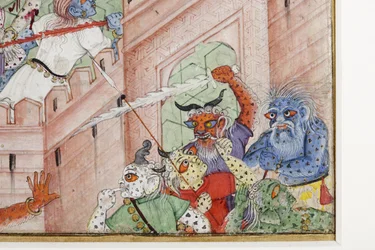(detail) Krishna Cleaves the Demon Narakasura with his Discus