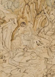 Majnun in the wilderness (detail)