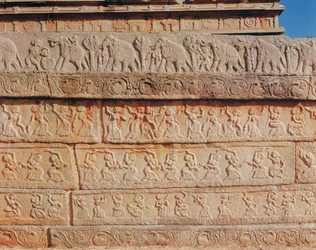 Detail of the wall, at the Mahanavami Dibba