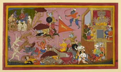 Dhumraksha is crushed by Hanuman; demons report defeat to Ravana
