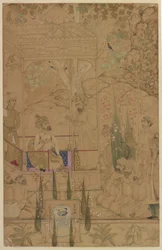 Emperor Babur with Attendants in a Garden, c.1590