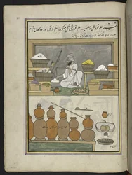 Grain-Merchant, 86 Drawings Bound into a Volume Depicting Trades and Occupations in Kashmir
