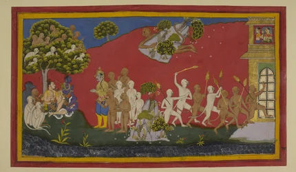 Hanuman Heals the Wounded with Herbs; Monkeys Burn Lanka, Forgetting Indrajit