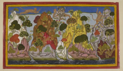 Hanuman retrieves the medicinal mountain peak from the Himalayas
