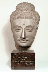 Head from a statue of the Buddha, from Gandhara, north-west India